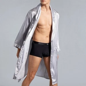 Satin Luxury Pajamas Kimono,Mens Bathrobe Robe Dressing Gown Pjs-Loungewear - Picture 1 of 20