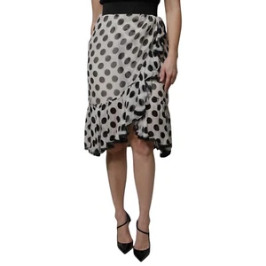 DOLCE & GABBANA Skirt White Black Polka Dots Knee Length IT44/US10/L RRP 1570usd - Picture 1 of 8