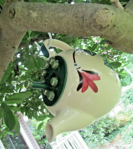 Rustic Handmade ceramic teapot birdhouse #11 bird house Cover