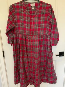 Camicia da notte donna DONNA DENTRO taglie forti 1x rossa a quadri manica 3/4 scollo a V a scatto - Foto 1 di 5
