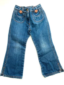 Gymboree CUTE AS A BUTTON Girls Denim Jean Pants Adjustable Waist Size 5 Flare - Picture 1 of 6