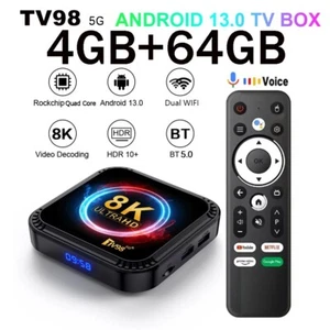 4K TV Box Android 13 Media Player 2.4G& 5G WIFI HDMI Quad Core Smart Stream - Picture 1 of 10