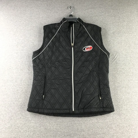 Carolina Hurricanes Jacket Womens Large Quilted Vest Black Full Zip Ladies Cover