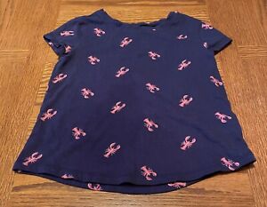 Old Navy Girls Size 4T Lobster Print T-Shirt Navy Blue