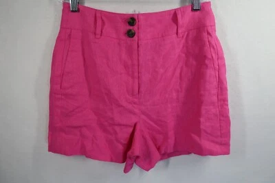 New Boden 100% Linen High Rise Shorts Pink Tonic Sz 4 (28X4) Beach Casual Play - Image 1 of 4