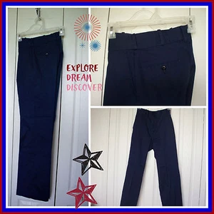 WOMENS NAVY LADIES PERMANENT PRESS PANTS SUIT WORK BUSINESS STYLISH SMART CHINO - Picture 1 of 8