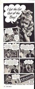 Colgate Toothpaste Girl Let the Cat Out of the Bag Vintage Print Ad 1946 - Picture 1 of 4