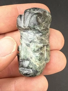 Pre Columbian Jade Bead Face Effigy Guatemala 1.3/4” L Inca Aztec Mayan PC206 - Picture 1 of 10