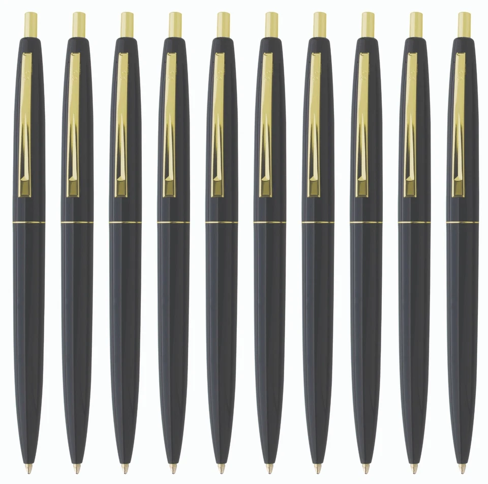 Profile of classic BIC® Clic® Pen. Black body/Polished gold-plated trim. 10 pens - Image 1 of 1