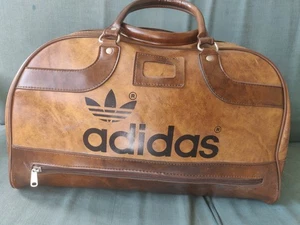 Adidas 1970s 'Peter Black' Brown Leather Vintage/ Retro Sports Bag Holdall - Picture 1 of 8
