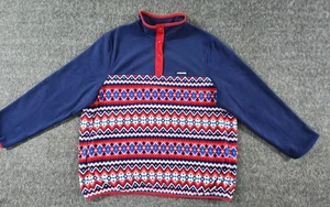 Lands' End Fleece Womens 1X Pullover Aztec Pockets Quarter Snap NWOT Anti-Static - Picture 1 of 20