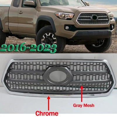 For 2016-2023 Toyota Tacoma TRD Chrome+Gray Mesh Front Grille Grill Insert Only Foto 1 de 4