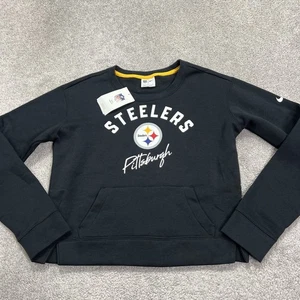 Pittsburgh Steelers Sweatshirt Womens Small Black Fleece Lined Cropped Nike NWT - Picture 1 of 13