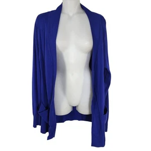 Cielo Cardigan Sweater Womens 1XL Blue Open Front Pockets Granny Minimalist Boho - Picture 1 of 10
