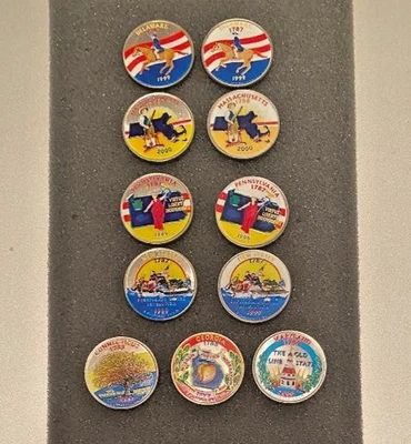 11 ~ Colorized State Quarters  ~ Collectible Coins ~ Uncirculated - 1999 & 2000 - Image 1 of 4