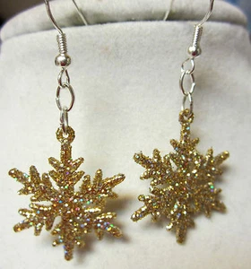 SM.GOLD FUNKELNDE FROZEN SCHNEEFLOCKE 925 OHRRINGE WEIHNACHTEN nora winn - Bild 1 von 3