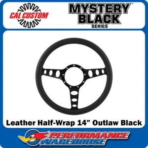 14" Billet Steering Wheel Black Half-Wrap Anodised Black Spokes & Finger Notches - Bild 1 von 2