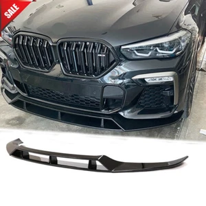 Fit For BMW G06 X6 2020UP Glossy Black Front Bumper Lip Chin Spoiler Body Kit - Picture 1 of 13