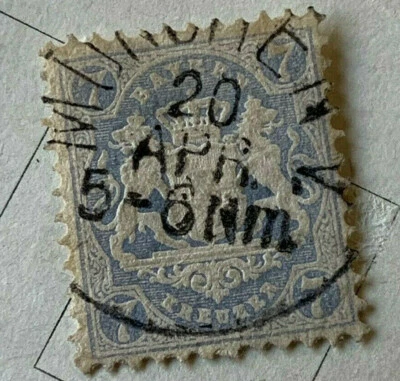 1868-1870 BAVARIA 7KR STAMP WITH GORGEOUS MUNICH SON CANCEL - Image 1 of 3