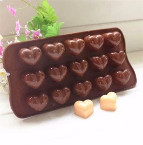 15 Love Hearts Silicone Mould Chocolate Fondant Jelly Ice Cube Mold - Picture 1 of 3