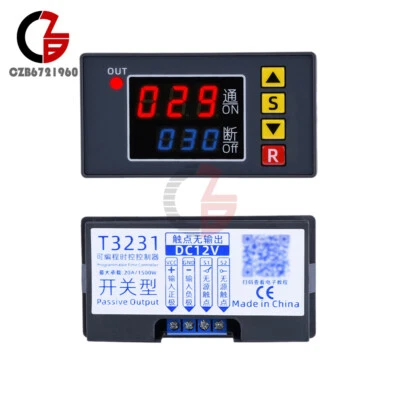 110-220V 12/24V Digital Time Delay Relay Cycle Timer Control Switch Programmable - Image 1 of 4