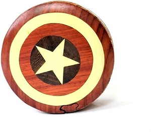 Captain America: Handcrafted Wooden Intarsia Puzzle Box Wood Jewelry Trinket Box - Picture 1 of 3