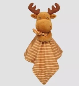 NWT Carters Just One You Target Brown White Striped Moose Baby Security Blanket - Picture 1 of 7