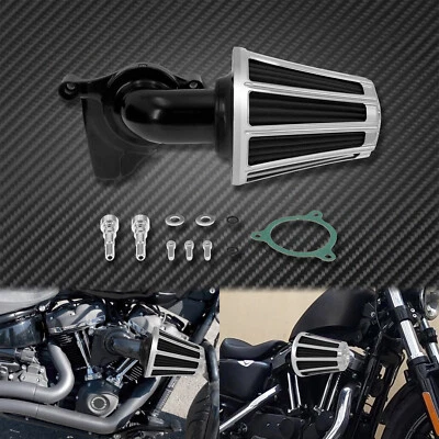 Chrome Stripe Sucker Air Cleaner Gray Air Filter Fit For Harley Touring 2017-21 - Image 1 of 4