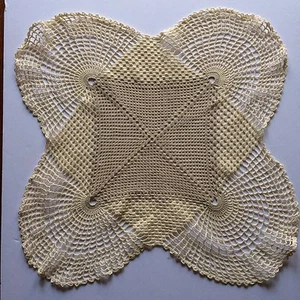 Vintage Two Tone Ecru and Beige Small Table Doilie - Picture 1 of 6