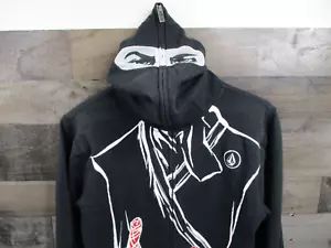Vintage Volcom Hoodie Youth Boys XL Black Highwer Ninja Full Zip Sweatshirt - Picture 1 of 13