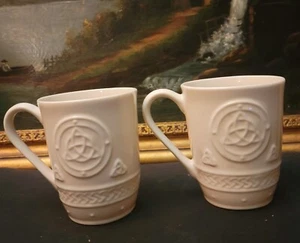 BELLEEK, IRELAND FINE PARIAN CHINA  CELTIC COFFEE/TEA MUGS. SET OF 2 - Picture 1 of 5