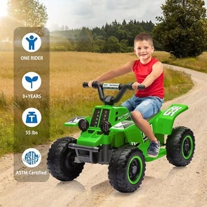Kids Ride On Car ATV with LED Headlights for 3-8 Years Boys & Girls Green - Picture 1 of 8