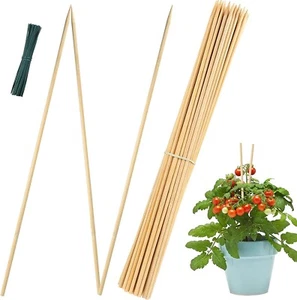 50 Bamboo Stakes Plant Support Sticks Garden Trellis For Roma Tomatoes Sunflower - Picture 1 of 6