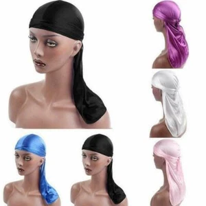 Unisex Women Men Bandana Doo Durag Headwear Long Tail Cap Soft Kit. Silk Nice - Picture 1 of 16