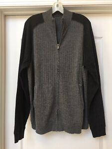 Mens Tommy Bahama Gray Cashmere Blend Zip Up Long Sleeve Sweater, Size L NWOT