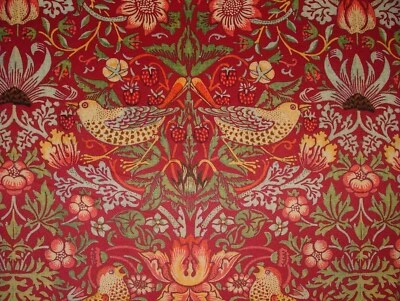 William Morris Strawberry Thief Weinrot samt Stoff Vorhang Polster Kissen - Bild 1 von 4