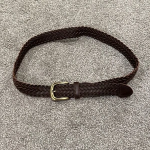 Children's Place Braided Brown Leather Belt - Gold Buckle - SIZE 8-14 - Picture 1 of 2
