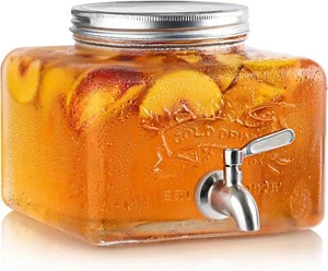 Glass Drink Dispenser for Fridge - Stainless Steel Spigot Mason Jar Dispenser... - Picture 1 of 7