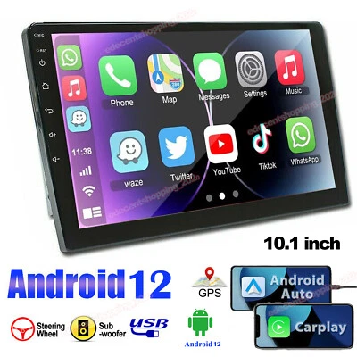 Android 12 Carplay GPS Navi WiFi 10.1" Double 2Din Touch Screen Car Stereo Radio - Image 1 of 4