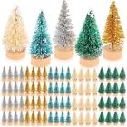 Crowye 100 Pcs Mini Christmas Tree Artificial Sisal Trees With Wood Base Tabl...