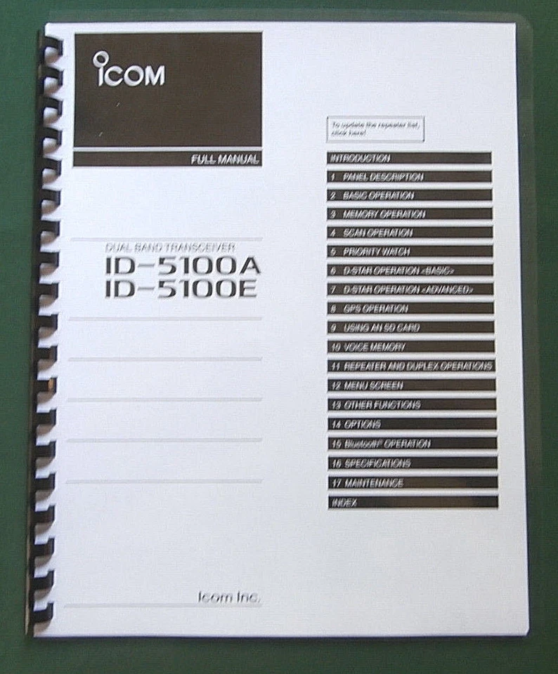 Icom ID-5100A / ID-5100E Manual de instrucciones completo: ¡Cubiertas de plástico y a todo color!  Foto 1 de 1
