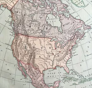 1879 Political Map North America Victorian Harpers Geography 1st Edition DWAA9 - Picture 1 of 2