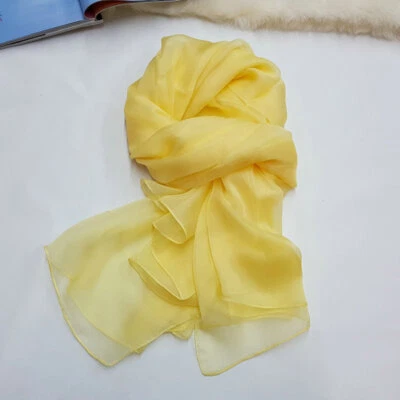 Pure Chiffon Silk Wrap Scarf Shawl Beach Sarong Solid Color Soft Thin 180*100cm - Image 1 of 4