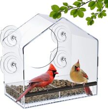 Glass Window Bird Feeder Clear Mounted Suction Cups Garden Outdoor 2 Sections UK