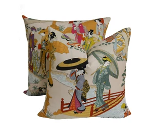 Manuel Canovas - Geishas - Fuchsia - Japanese Garden Designer Cushion Cover - Picture 1 of 4