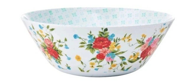 The Pioneer Woman Melamine Serving 10 Inch Bowl in Sweet Rose Design 2.5 Quart