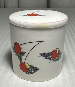 Vintage Small Container with Lid White with Red Cherries Holds 3/4 Cup Liquid - Picture 1 of 12