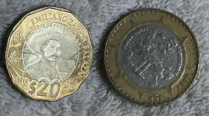 2000 Mexico 20 Peso Xiuhtecuhtli Aztec Fuego Nuevo New Fire" USED AND ZAPATA UNC - Picture 1 of 2