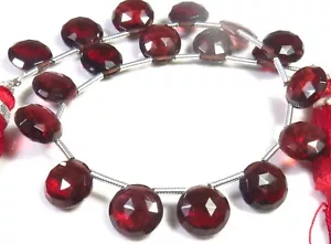 Red Mozambique Garnet Coin Faceted Gems 8.5mm Natural Garnet Beads 7Inch LC-1728 - Picture 1 of 9