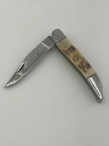 Vintage Hand Made Pakistan 9469 Bone Edge Stainless Steel Pocket Knife - Picture 1 of 8